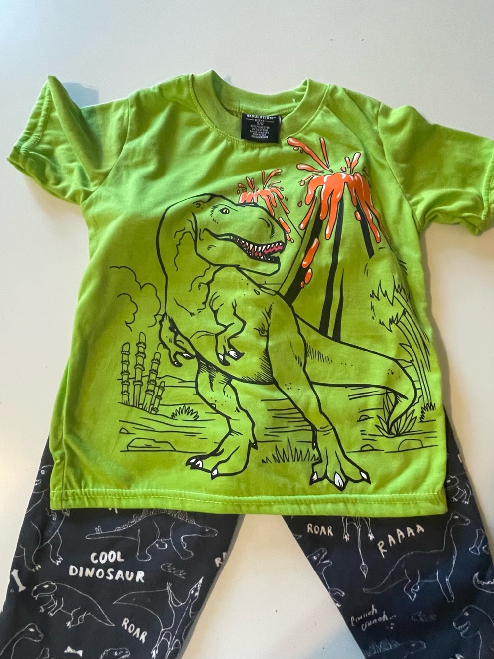 Revolution Lime Green Tee with Orange Splash Graphic